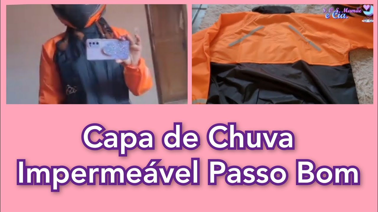 Capa de Chuva Impermeável Passo Bom | Kit Capa de Chuva com Jaqueta e Calça Impermeáveis | SOS Mamãe