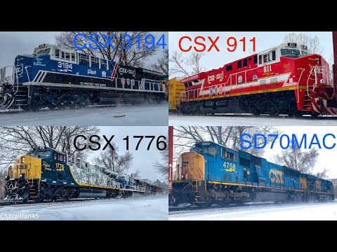 The Three CSX Spirt Units on Q409! #1776, 3194, & 911! Also a CSX MAC at Notch 8!