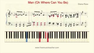 How To Play Piano: Diana Ross &quot;Lover Man&quot; Oh Where Can You Be Piano Tutorial by Ramin Yousefi
