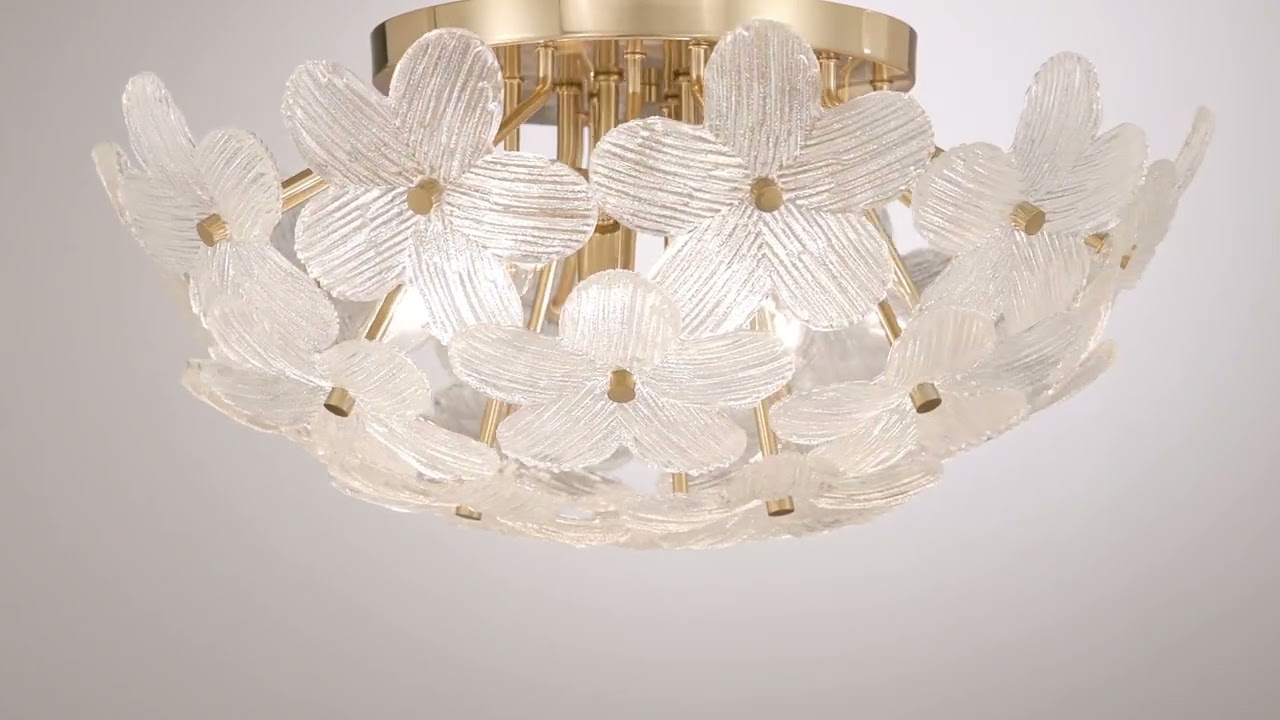 Video1 of Possini Euro Filoli 20" Wide Gold Flower Ceiling Light
