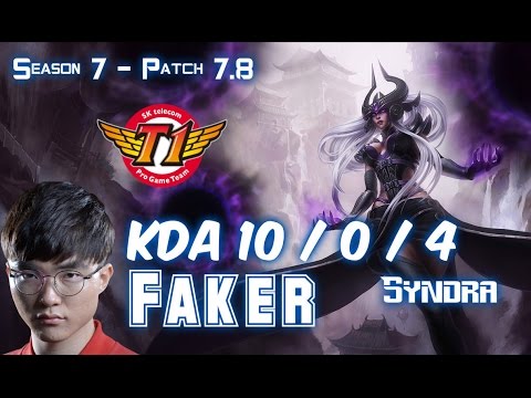 SKT T1 Faker SYNDRA vs TWISTED FATE Mid - Patch 7.8 KR Ranked