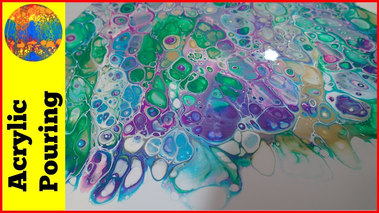 Beautiful Peacock Colored Flip Cup Acrylic Pour with Negative Space