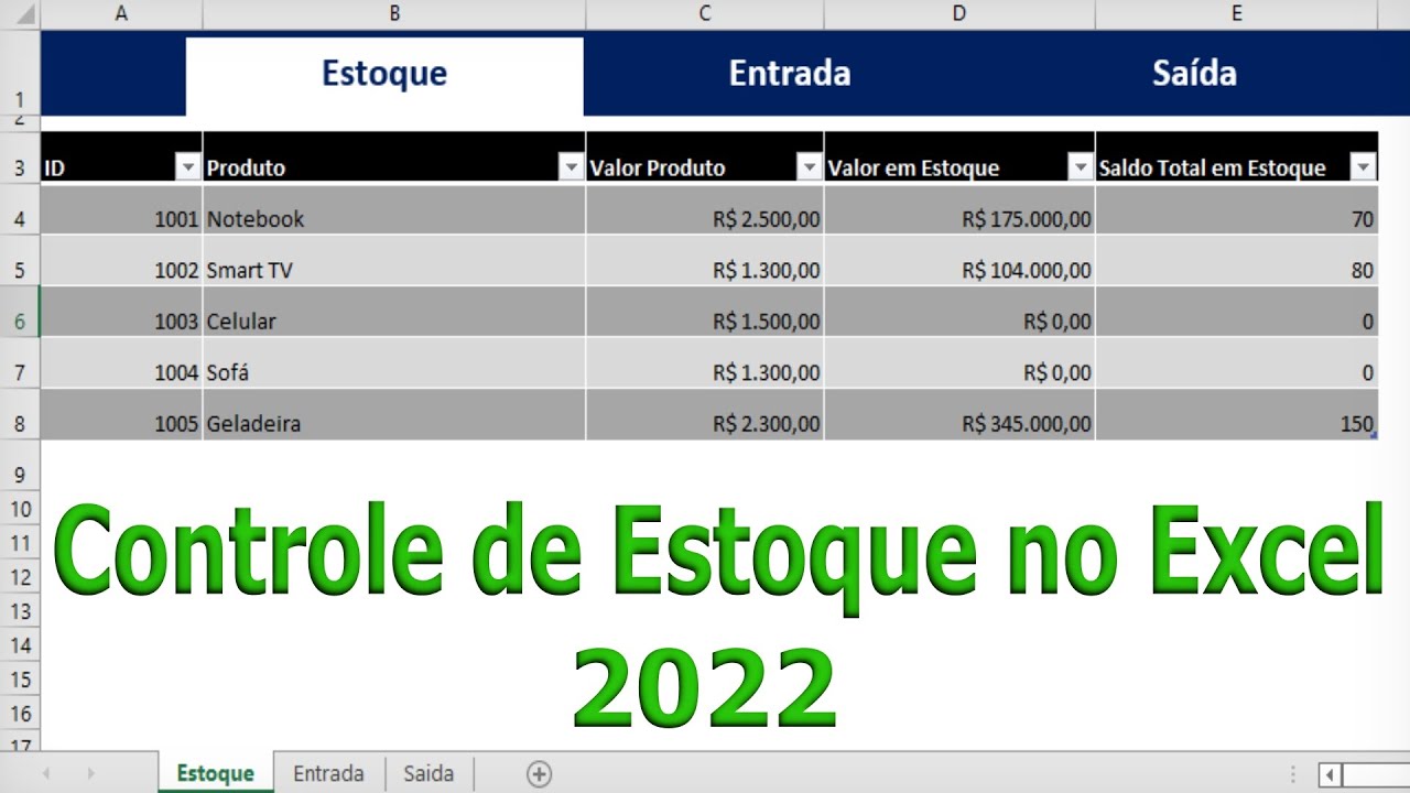 Como Fazer Controle de Estoque no Excel 2022
