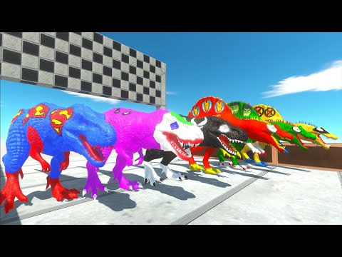 T-rex Superman, Joker, Dark Spinosaurus Speed Race Championship Hunting Found Jurassic world ARBS