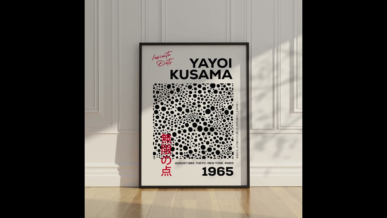 Infinite Dots White Art Print by Yayoi Kusama | Minimalist Black and White Abstract Wall Art Decor
