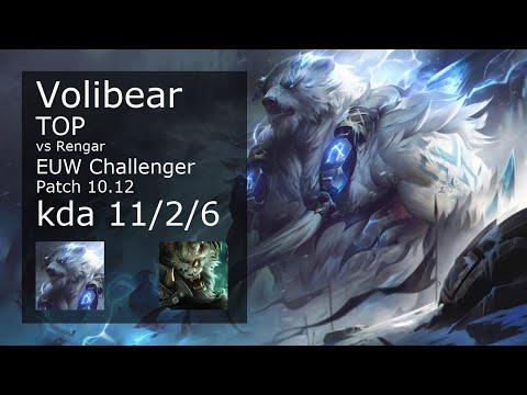 Volibear Top vs Rengar - EUW Challenger 11/2/6 Patch 10.12 Gameplay