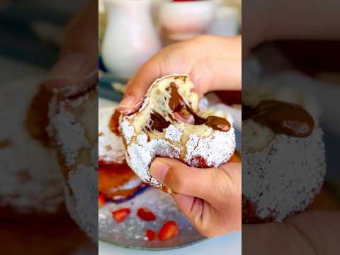 Nutella and Strawberry 🍓 Ponchik Donuts 🍩 #shorts #ponchik #dessert #recipe #armenian