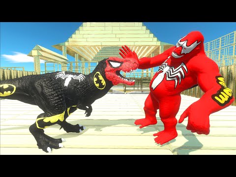 BATMAN T-REX vs VENOM GORO RED DEATH CLIMB - Animal Revolt Battle Simulator