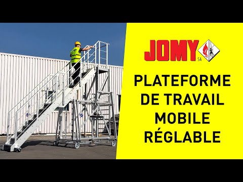 Plateforme de travail télescopique avec escalier sur roues | JOMY