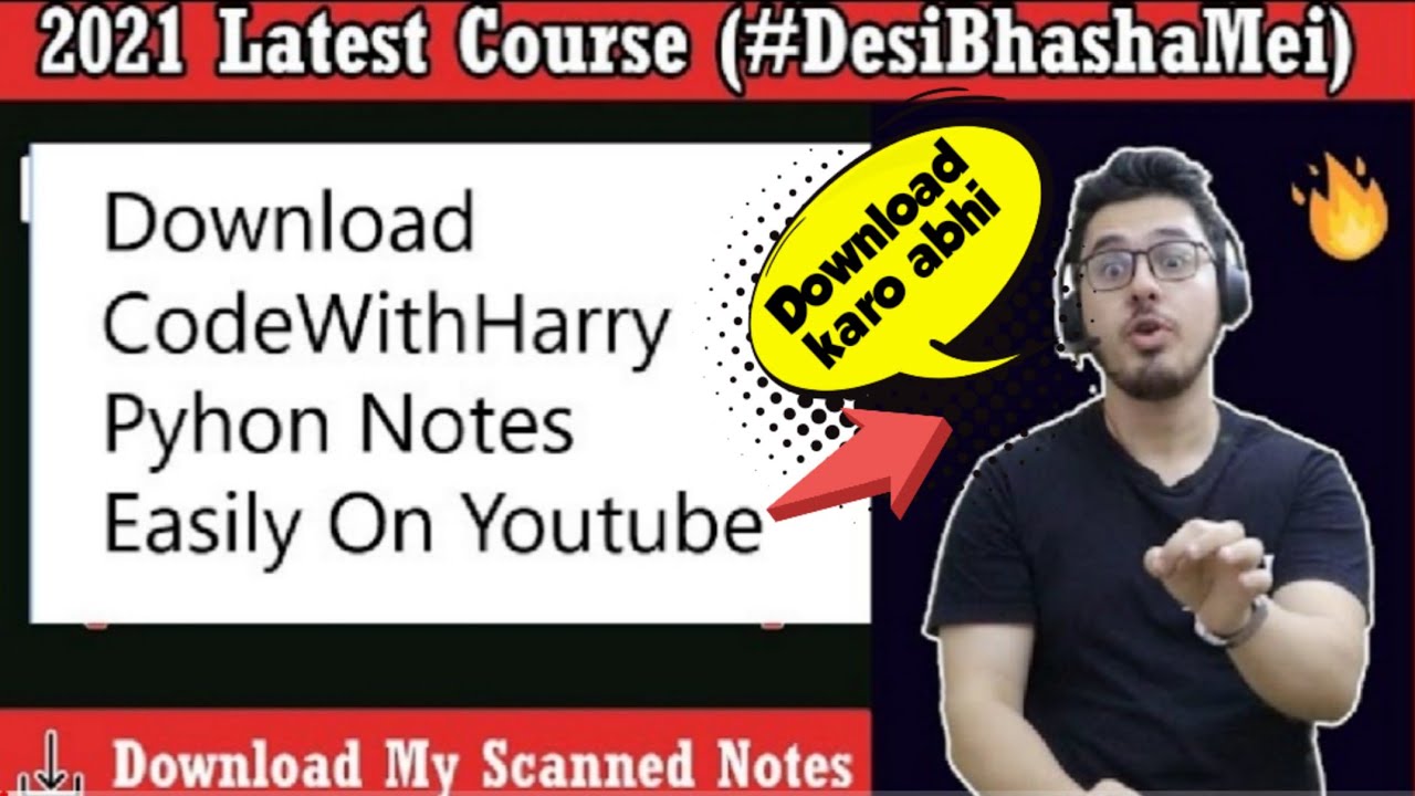 Download CodeWithHarry Python Notes Easily From Youtube #CodeWithHarry #python .