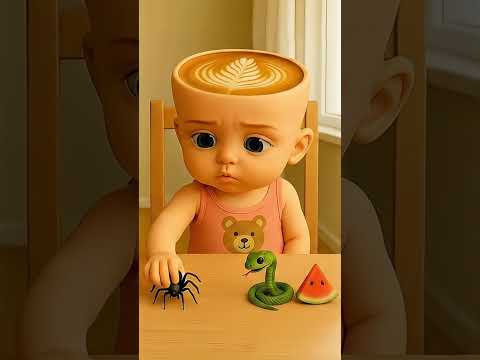 A, B, C or D? Help Baby Cappuccino choose what to eat! 😅⏳ #shorts