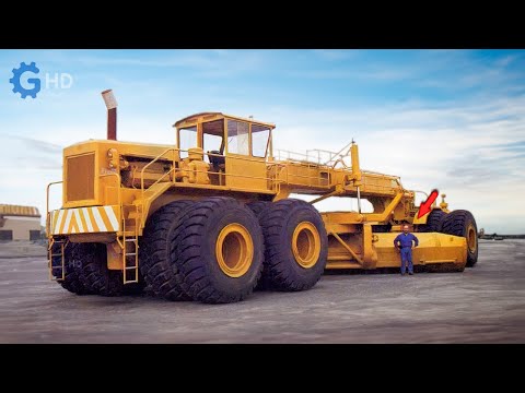 Part of a video titled THE LARGEST MOTOR GRADER IN THE WORLD THAT WAS NEVER ...
