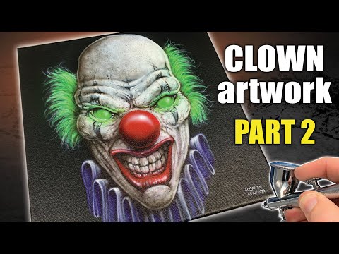 Airbrushing a Clown using AirShot Templates | Part 2