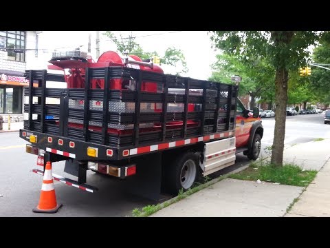 FDNY E-326 purple K unit park outside  its quarters
