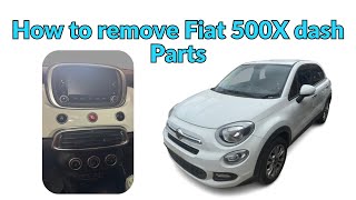 How to remove Fiat 500X dash parts, vents, display screen,  heater AC control panel 2014-2019