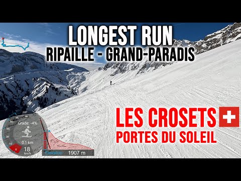 [4K] Skiing Les Crosets to Champéry, Longest Run - Ripaille-Grand Paradis, Switzerland, GoPro HERO13
