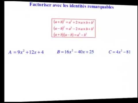 Factoriser avec les identités remarquables