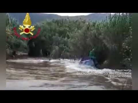 Arzana. Paura per un 61enne trascinato dall'acqua piovana col suo fuoristrada