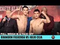 CEJA MISSES WEIGHT BY 4 POUNDS! THE FULL BRANDON FIGUEROA VS JULIO CEJA WEIGH IN AND FACE OFF VIDEO