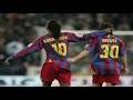 Lionel Messi's First Goal for Barcelona - Assisted by ronaldinho