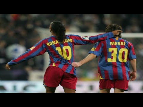 Lionel Messi's First Goal for Barcelona - Assisted by ronaldinho