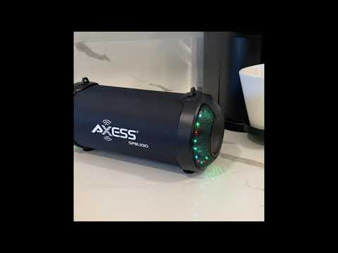AXESS Portable 3” Indoor/Outdoor LED Bluetooth Speaker, TWS LINK+, Rechargeable Battery SPBL1010