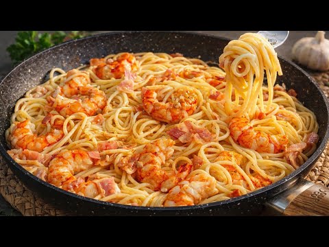 I’ve Never Eaten Shrimp Pasta This Delicious! 🦐 You Must Try It! 🔥