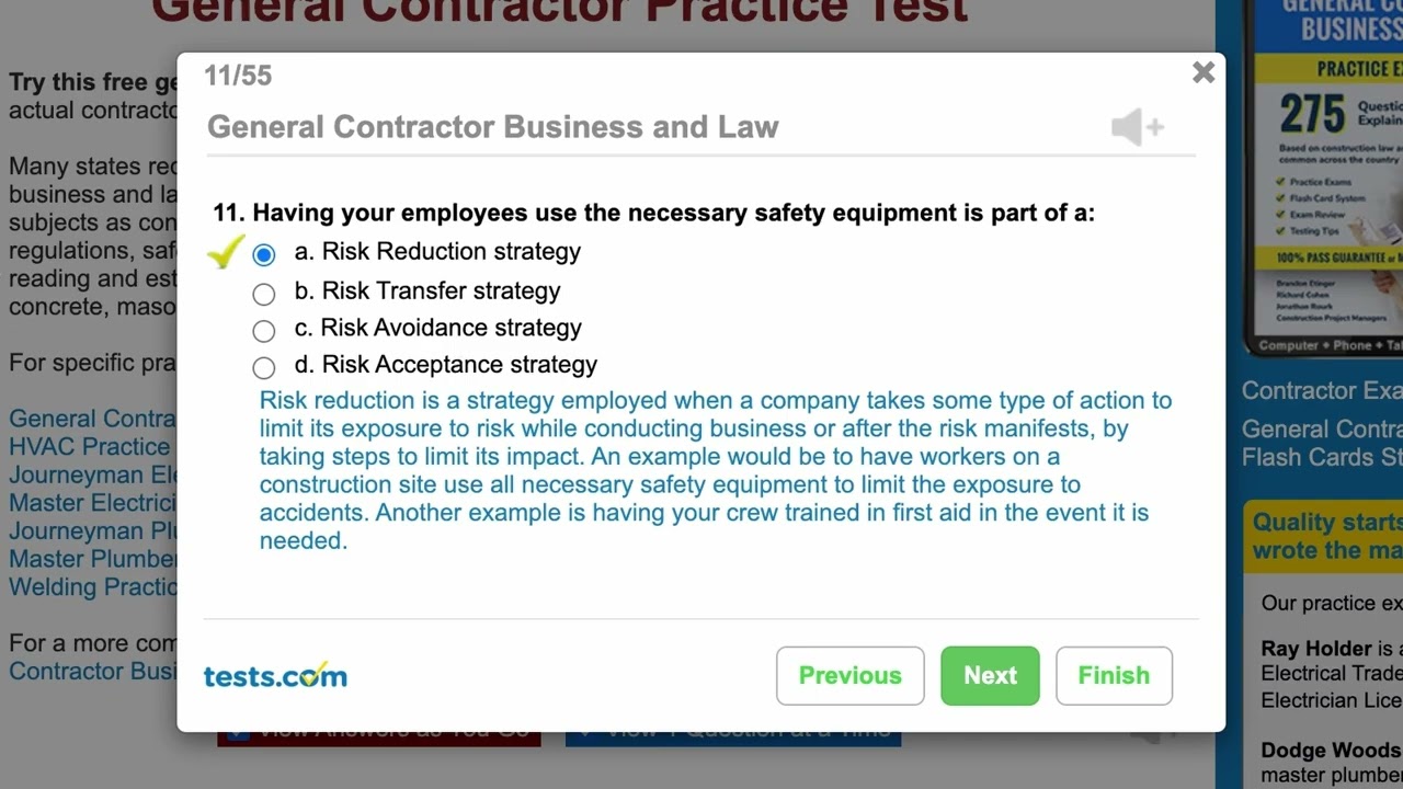 General Contractor Practice Test