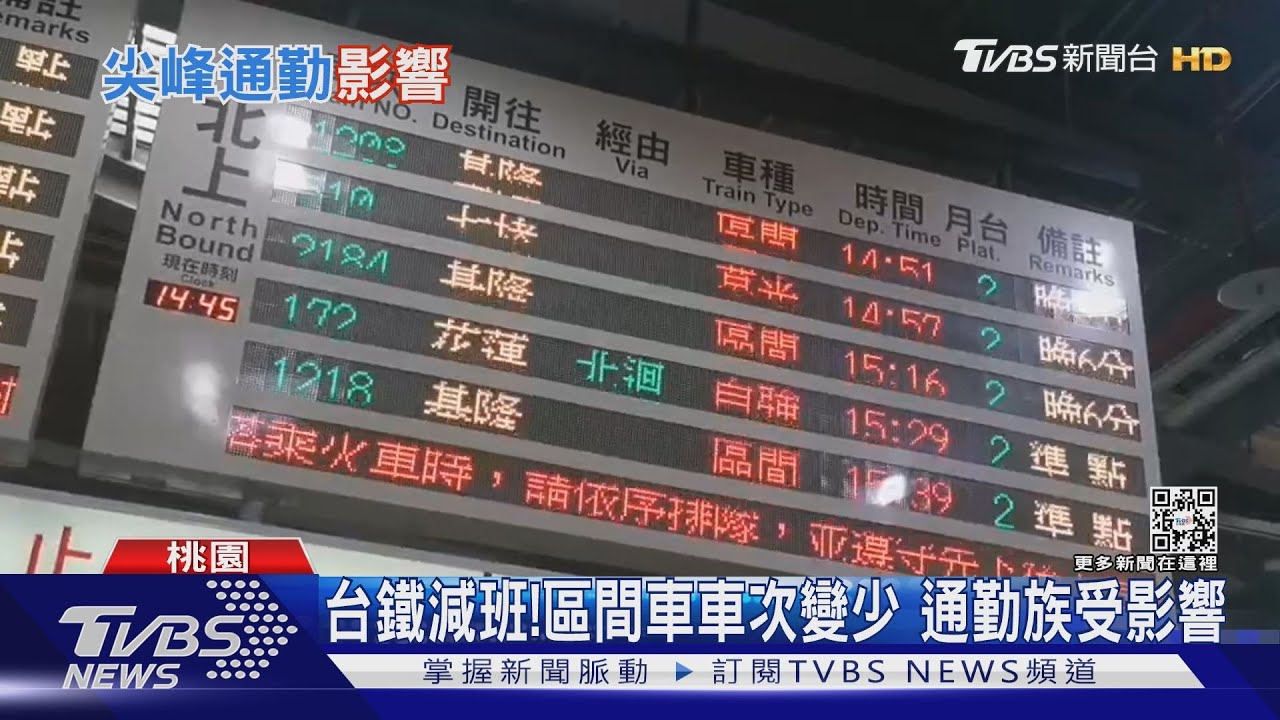 台鐵減班！　區間車車次變少　通勤族受影響