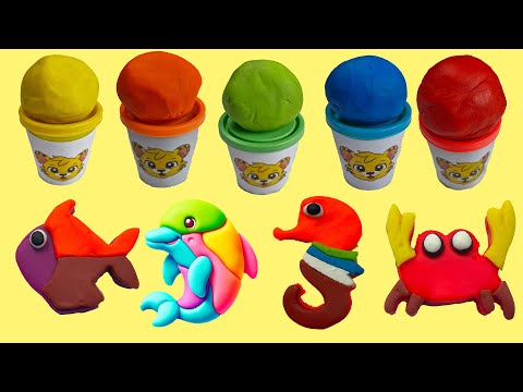 Create and Learn Sea Animal & Colors with Play Doh - Preschool Toddler Learning Video