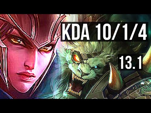 QUINN vs RENGAR (TOP) | Rank 5 Quinn, 10/1/4, Legendary, 500+ games | KR Grandmaster | 13.1