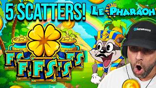 SPINNING into a 5 SCATTER BONUS on LE PHARAOH!! 🌈RAINBOW OVER THE PYRAMIDS BONUS
