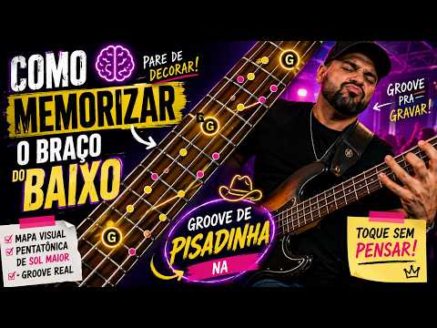 Como Memorizar o Braço do Baixo Tocando Groove de Pisadinha na Pentatônica de Sol Maior
