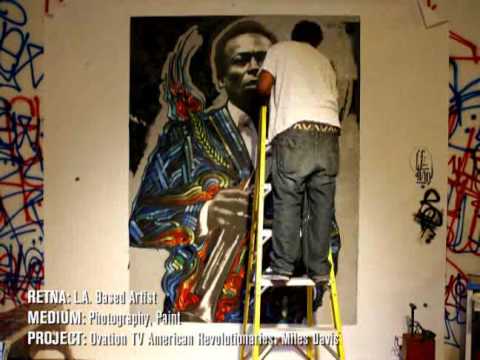 L.A. artist Retna working on Miles Davis portrait