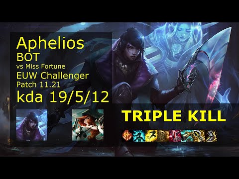 Aphelios ADC vs Miss Fortune - EUW Challenger 19/5/12 Patch 11.21 Gameplay