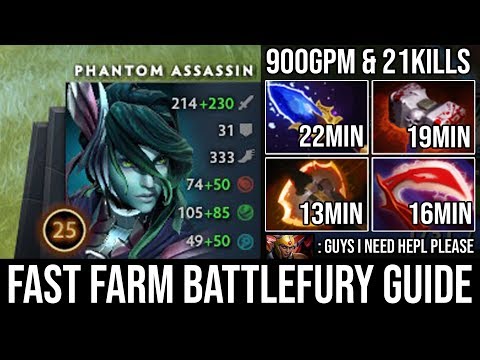 NEW Ultra Farming Guide 1Item Per 3Min with Battlefury PA - Insane Crit Proc 900GPM & 21Kills DotA 2