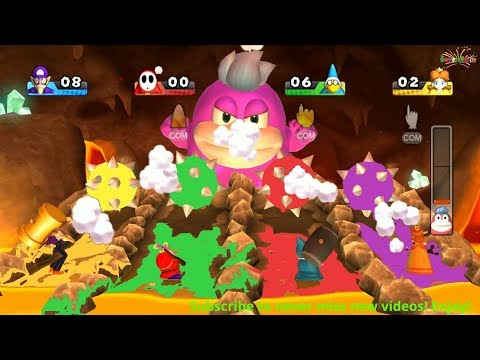 Mario Party 9 - Luigi vs Shy Guy vs Magikoopa vs Daisy Solo Magma Mine