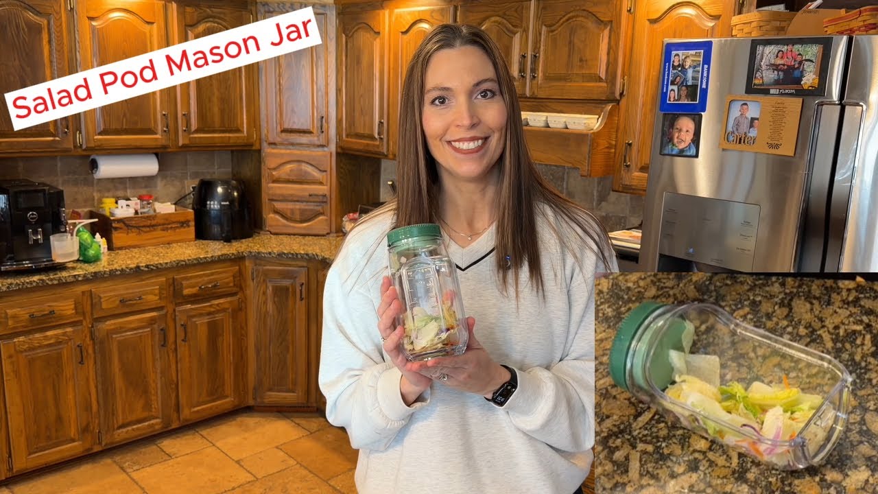 TJR Salad Pod Mason Jar Leakproof Layered Lunch Container