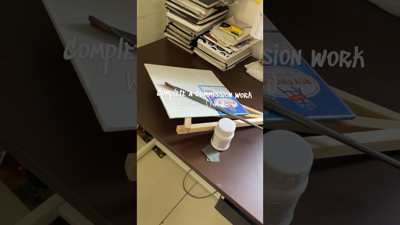 Complete a commission work with me (part 1) 🩵🪞🌊   #artvlog #hostellife #artcollege