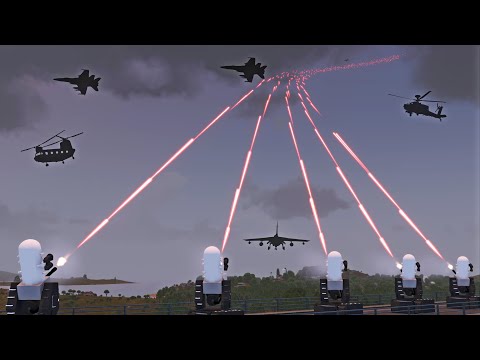C-RAM Air Defense System Shot Down Incoming Enemy Fighter Plane and Attack helicopters | ArmA 3