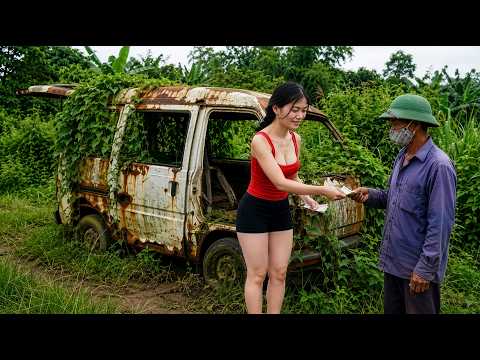 [TIMELAPSE] Genius Girl RESTORATION Rusty Old Car into Amazing Mobile Fast Food Restaurant