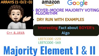 YouTube video 'Majority Element I | Majority Element II  | Boyer-Moore | Made Simple | Leetcode 229 | Leetcode 169'