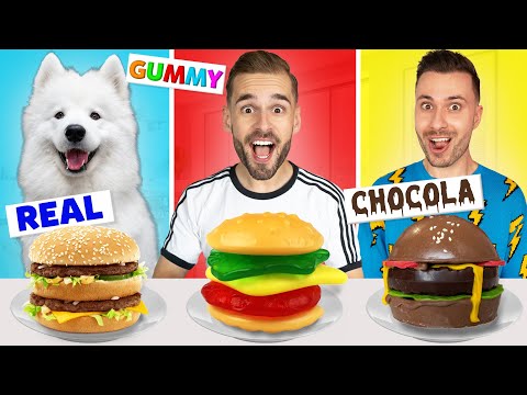 REAL, GUMMY OF CHOCOLADE! *Voedsel Challenge* Met Rutger & Paco