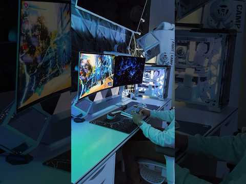 Samsung Odyssey G9 OLED such a great monitor for multitasking! #spiderman2 #ultrawide #playstation5