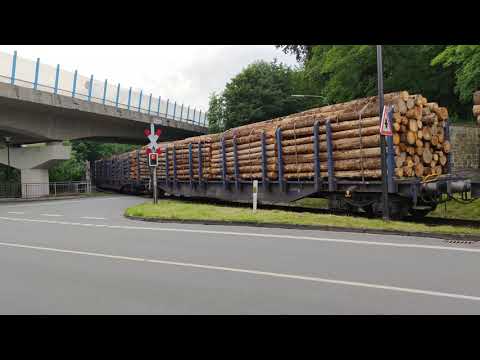 RLG 57 Mit Elektrolok Mit Holzverladung Fährt Am 13.07.2021 Am Bahnübergang Mühlenberg Neheim Hüsten
