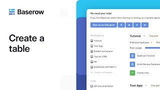 How to create a table in Baserow