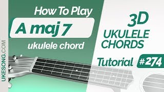 Ukulele chords - Amaj7 | 3D ukulele chords tutorial # 274
