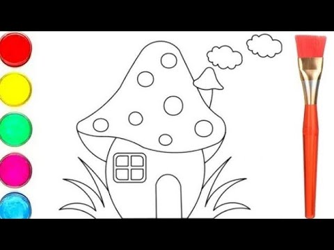 mushroom🍄house🏡drawing|cute mushroom house drawing easy|how to draw a mushroom house step by step
