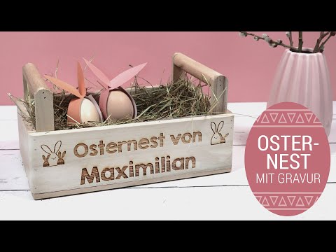 Geschenke einpacken zu Ostern, Osternest mit Gravur zu Ostern