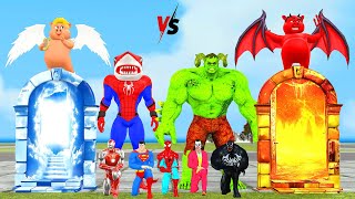 Game 5 Superhero vs challenge whether shark spiderman roblox goes to heaven or hell vs Hulk vs venom